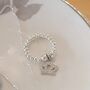 Sterling Silver Ball Bead Ring With Crystal Crown Charm, thumbnail 1 of 3
