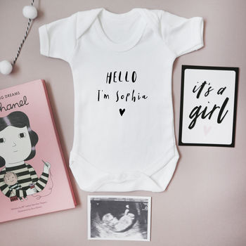 Personalised Baby's Name Announcement Bodysuit, 2 of 3