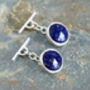 Round Lapis Lazuli Chain Cufflinks In Sterling Silver, thumbnail 1 of 4