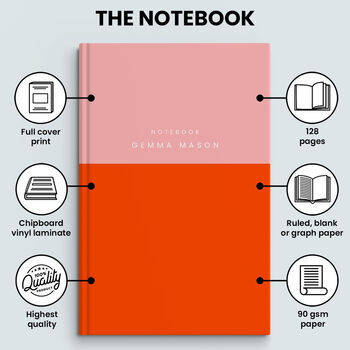Hardback Notebook Personalised Name Colour Block Design, 6 of 7