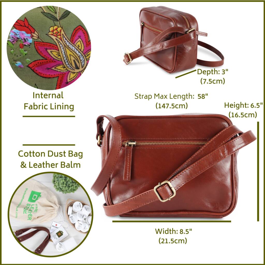 Leather Cross Body Camera Bag, Dark Tan By The Leather Store | www.bagssaleusa.com