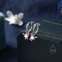 Sterling Silver Robin Bird Dangle Huggie Hoops, thumbnail 1 of 10