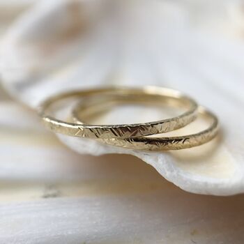 Solid 9ct Recycled Gold Textured Stacking Ring, 2 of 9
