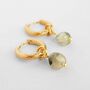 Gemstone Prehnite Gold Plated Hoop Earrings, thumbnail 1 of 4