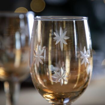 Golden Star Etched Wine Glass, 2 of 2