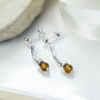 Sterling Silver Contemporary Amber Stud Drop Earrings, thumbnail 1 of 3
