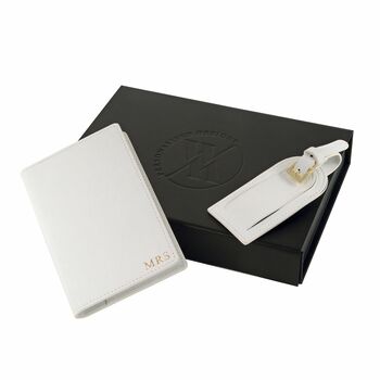 Personalised Leather Passport Cover And Luggage Tag Set, 3 of 11