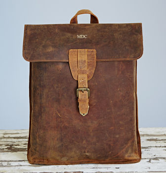 Personalised Buffalo Leather Distressed Backpack, 6 of 12