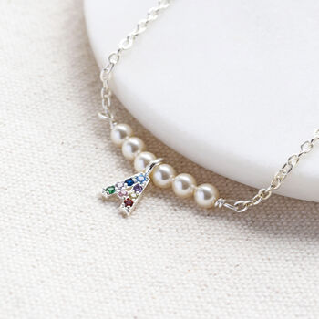 Pearl Bar Bracelet With Rainbow Initial, 8 of 11