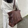 Oversized Maxi Half Meter Leather Cognac Carry All Tote Bag, thumbnail 8 of 8