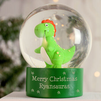 Personalised Dinosaur Glitter Snow Globe – Magical Christmas Keepsake, 4 of 9