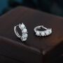 Sterling Silver White Opal Huggie Hoops, thumbnail 1 of 11