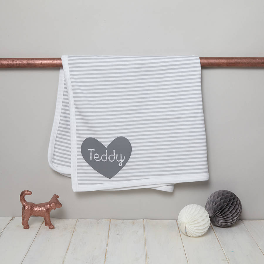 Personalised baby blanket striped design by we are scamp