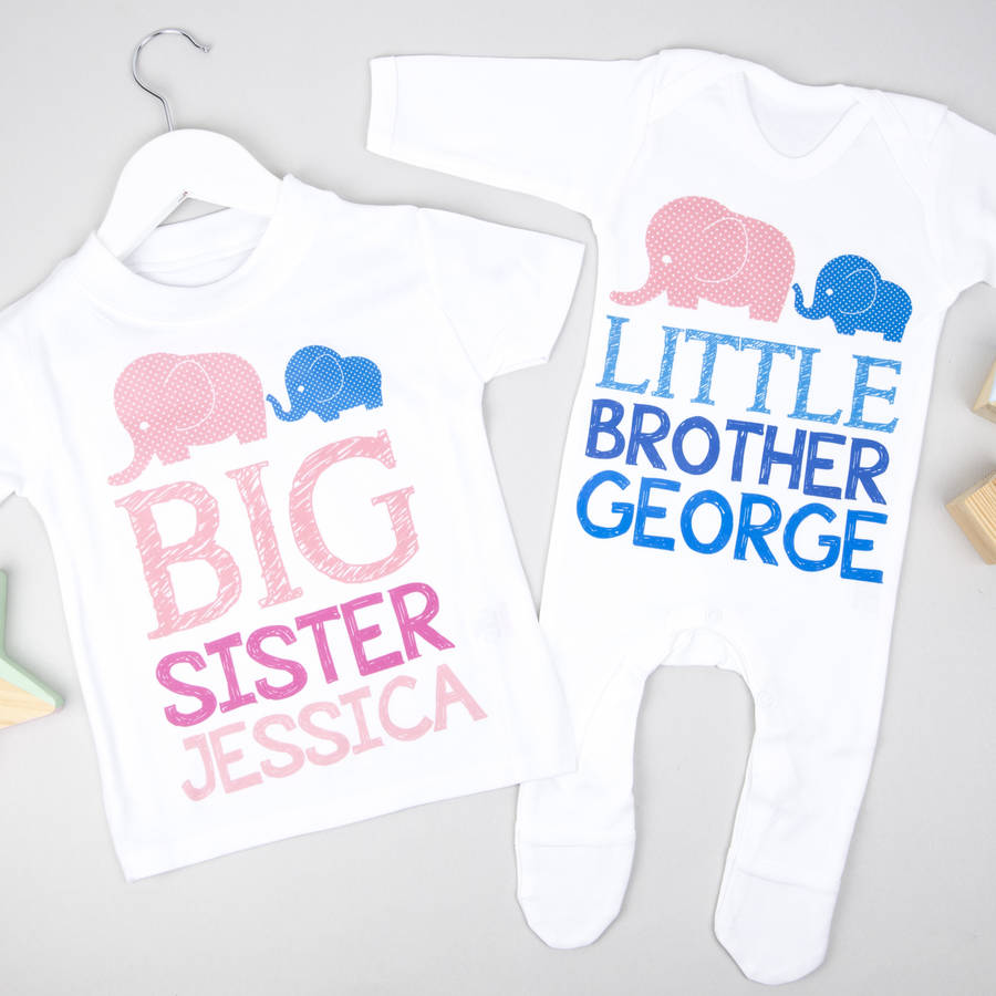 Personalised Big Sister And Little Brother Elephant Set, 1 of 3