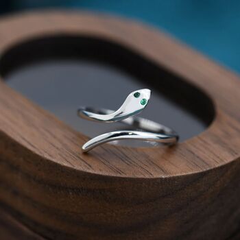Snake Wrap Adjustable Ring In Sterling Silver, 2 of 11