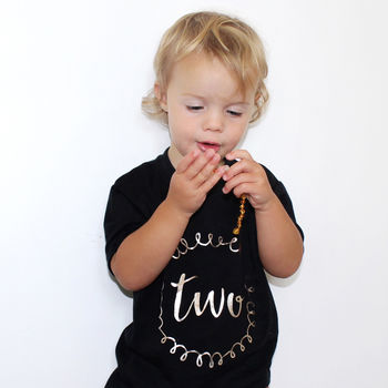 Monochrome Or Metallic Squiggle Birthday T Shirt, 4 of 5