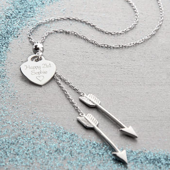 Personalised Sterling Silver Double Arrow Necklace, 2 of 6