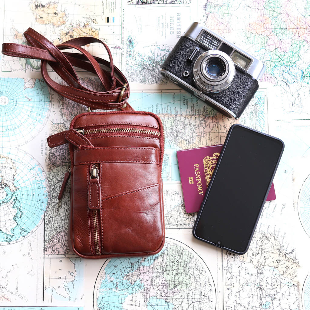 Leather Crossbody Phone Bag, Tan By The Leather Store ...