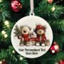 Personalised Christmas Teddy Bear Family Hanging Bauble Decoration, thumbnail 4 of 10