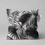 Tropical Black And White Leaves Cushion Cover, thumbnail 1 of 7