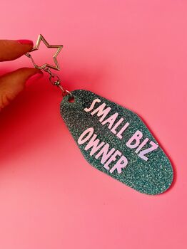 The 'Small Biz Owner' Sparkly Motel Keyring / New Business Congratulations Gift / Fun Shop Owner Gift For Her, 5 of 6