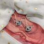 Long Silver Evil Eye Huggie Zircon Devil Eye Charm Earrings, thumbnail 6 of 8