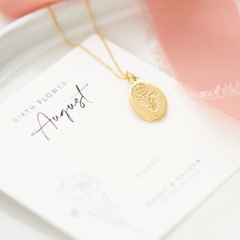 Poppy August Birthflower Sterling Silver Necklace, 2 of 12