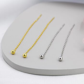Sterling Silver Minimalist Ball Ear Threader, 6 of 10