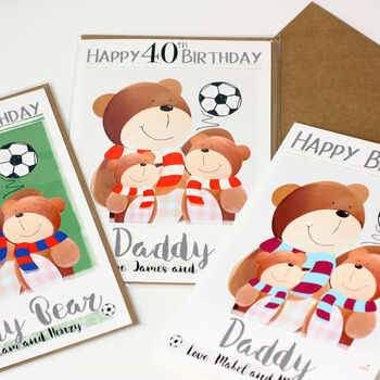 Personalised Daddy Bear Football Birthday Card, 10 of 12