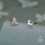 Sterling Silver Mismatched Pizza Slice And Seagull Stud Earrings, thumbnail 1 of 12