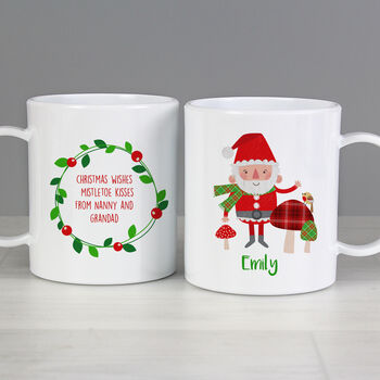 Personalised Christmas Toadstool Santa Plastic Mug, 4 of 4