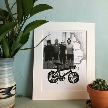 Personalised Bike Print With Bespoke Map And Photo, 7 of 7