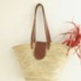 French Market Basket Bag Long Tan Leather Handles, thumbnail 1 of 7