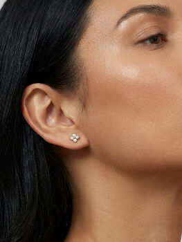 Gold Or Silver Women's Tiny Hydrangea Flower Stud Earrings, 4 of 5