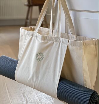 Yoga Mat Tote Bag With Embroidered Chakra Symbol, 4 of 6