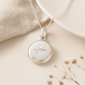Personalised Sterling Silver April Birthstone Locket – Cubic Zirconia, 3 of 8