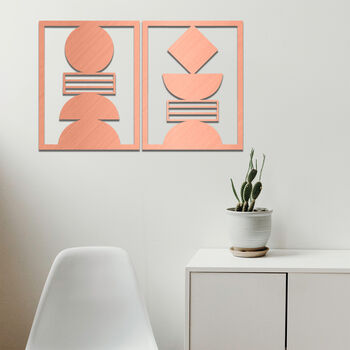 Minimalist Geometric Wooden Wall Art Abstract Duo, 4 of 12