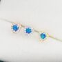Tiny Blue Opal Heart Cz Stud Earrings Sterling Silver, thumbnail 3 of 11