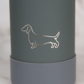Dachshund 30oz Water Bottle With Removable Dog Bowl In Grey/ Pink, 6 of 8