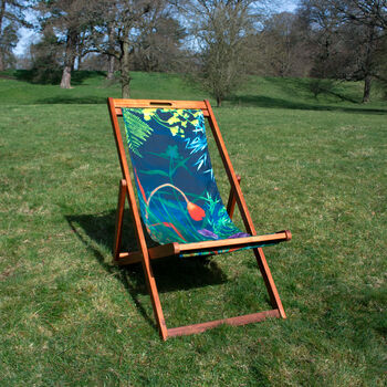 Secret Garden Floral Green Summer Gift Deck Chair, 3 of 10