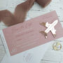 Dusky Pink Wedding Boarding Pass Save The Date With Rose Gold Magnetic Plane, thumbnail 1 of 6