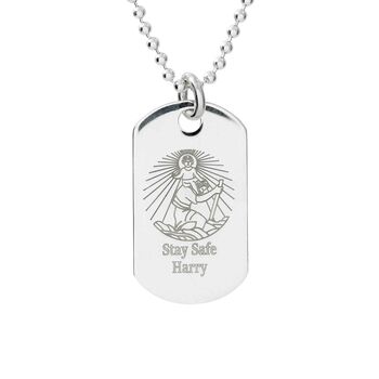 Skinny Dog Tag Personalised St Christopher Necklace, 9 of 11