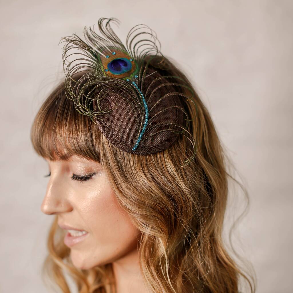 Peacock Turquoise Crystal Fascinator 'Pippa', 1 of 12