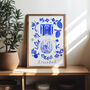 Scenes Of Istanbul, Turkey Blue Tile Inspired Travel Print, thumbnail 7 of 12