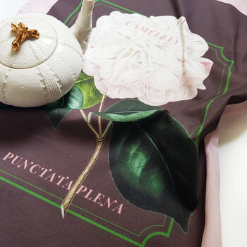 Botanical Camellia Print Cotton Tea Towel, 3 of 5