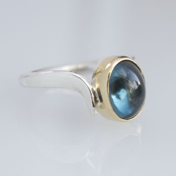 Blue Topaz Statement Ring, Silver And 18ct Gold, 6 of 8