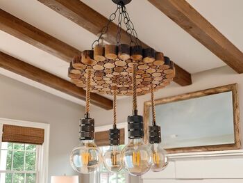 Live Edge Wood Chandelier, 2 of 7