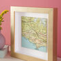 Square Map Wall Art Gold Framed Personalised Print, thumbnail 3 of 6