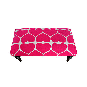 Fuchsia Heart Love Embroidered Upholstered Bench, 4 of 6