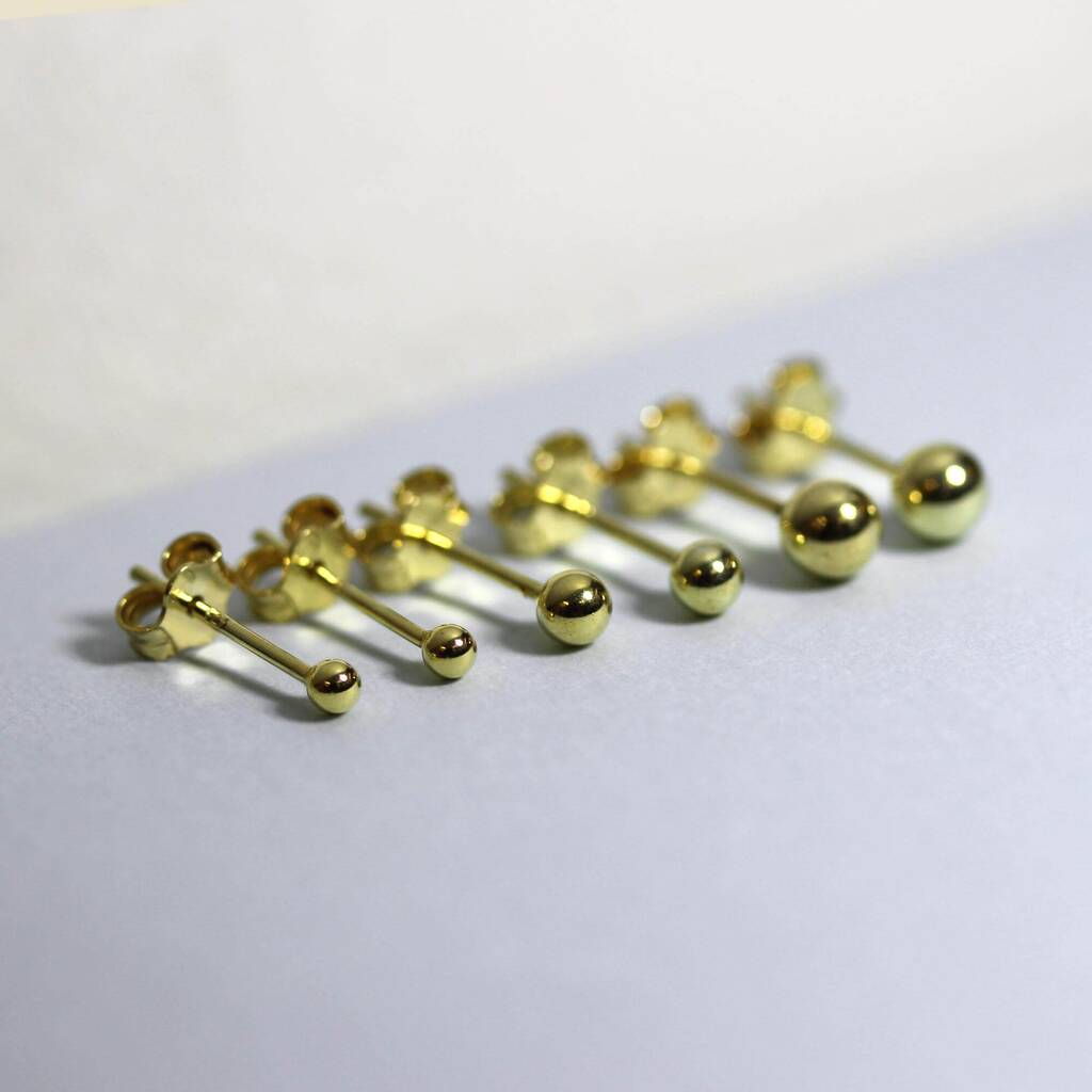 Gold Plated Sterling Silver Ball Stud Earrings Two 4mm By jewellerybox ...